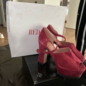 RED Valentino Deep Red Suede Heels